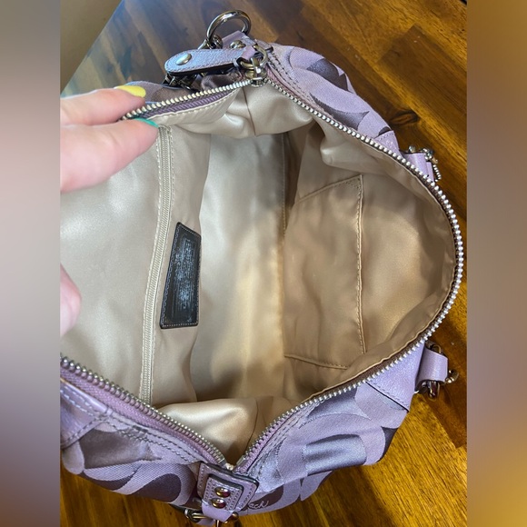 Coach Purple Monogram Satchel Handbag with Strap Handle - Picture 4 of 12